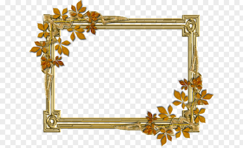 Autumn Border Picture Frame Text Brass Pattern PNG
