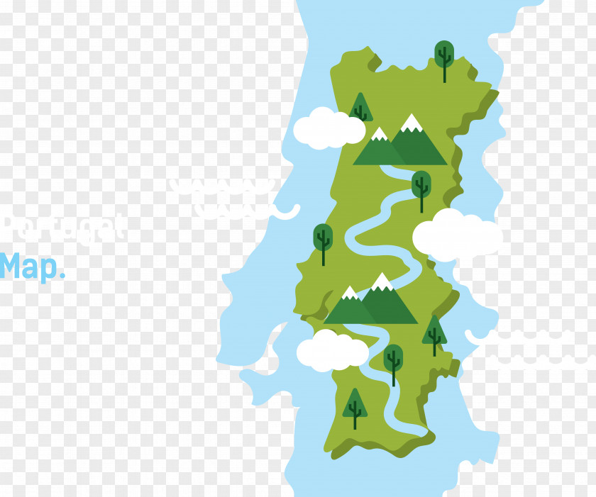 Blue Map Portugal Vector World PNG