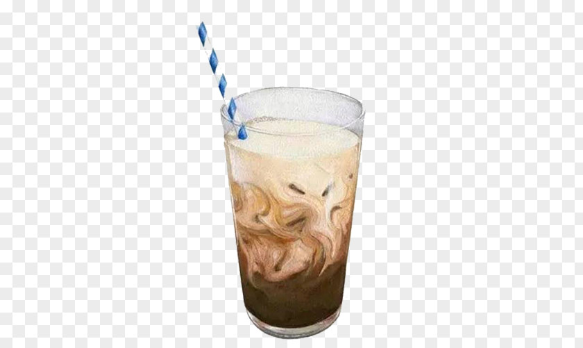 Carimbo Watercolor Iced Coffee Cafe Latte Painting PNG