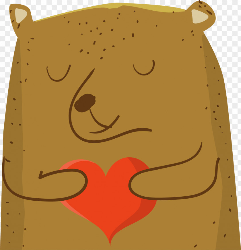 Cartoon Bear Holding Love Illustration PNG