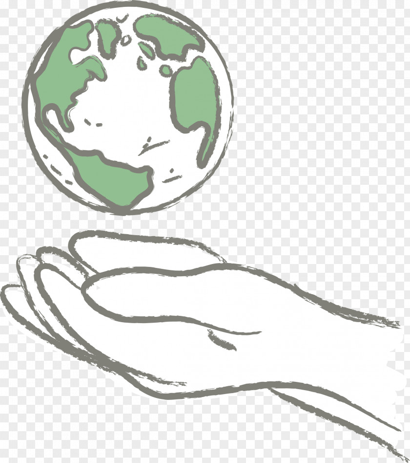 Hand-painted Holding The Earth Day Drawing Illustration PNG
