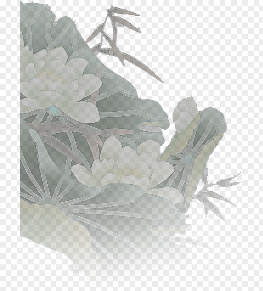 Meticulous Lotus Floral Design Gongbi PNG