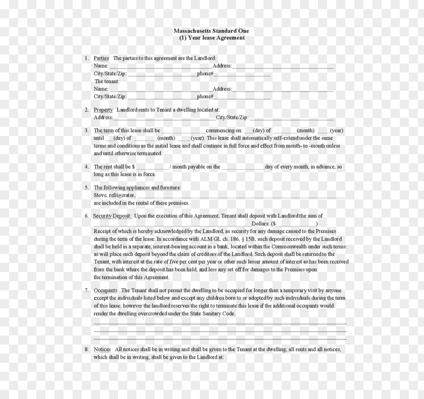 Apartment Document Rental Agreement Lease Renting Contract PNG
