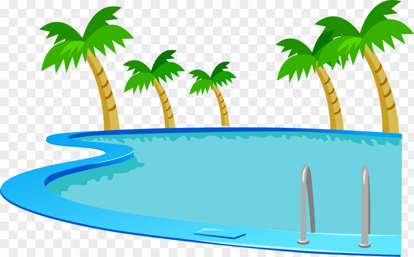 Vector Painted Swimming Pool Clip Art PNG