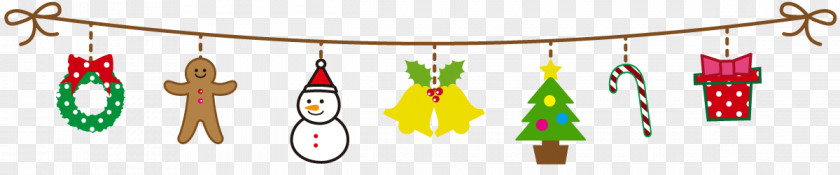 Christmas Line With Snowman, Tree, Bell. PNG