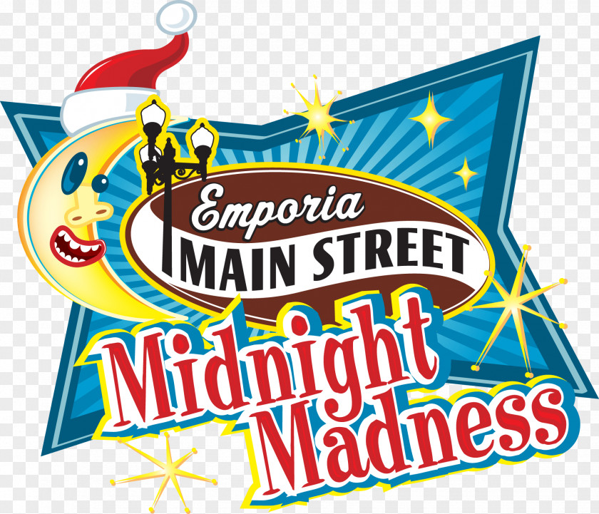 Midnight Moonlight Madness Logo Emporia Main Street Food Illustration Banner PNG