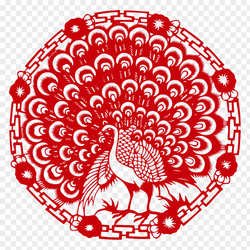 Peacock Papercutting Chinese Paper Cutting Pattern PNG