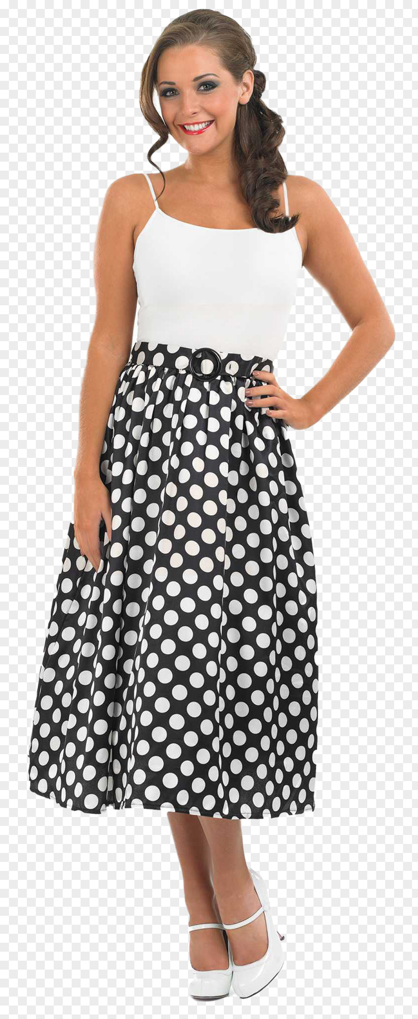 Period Costume Polka Dot 1950s Dress Skirt PNG