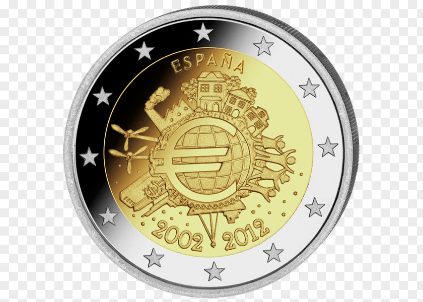Spain Currency 2 Euro Commemorative Coins Coin PNG