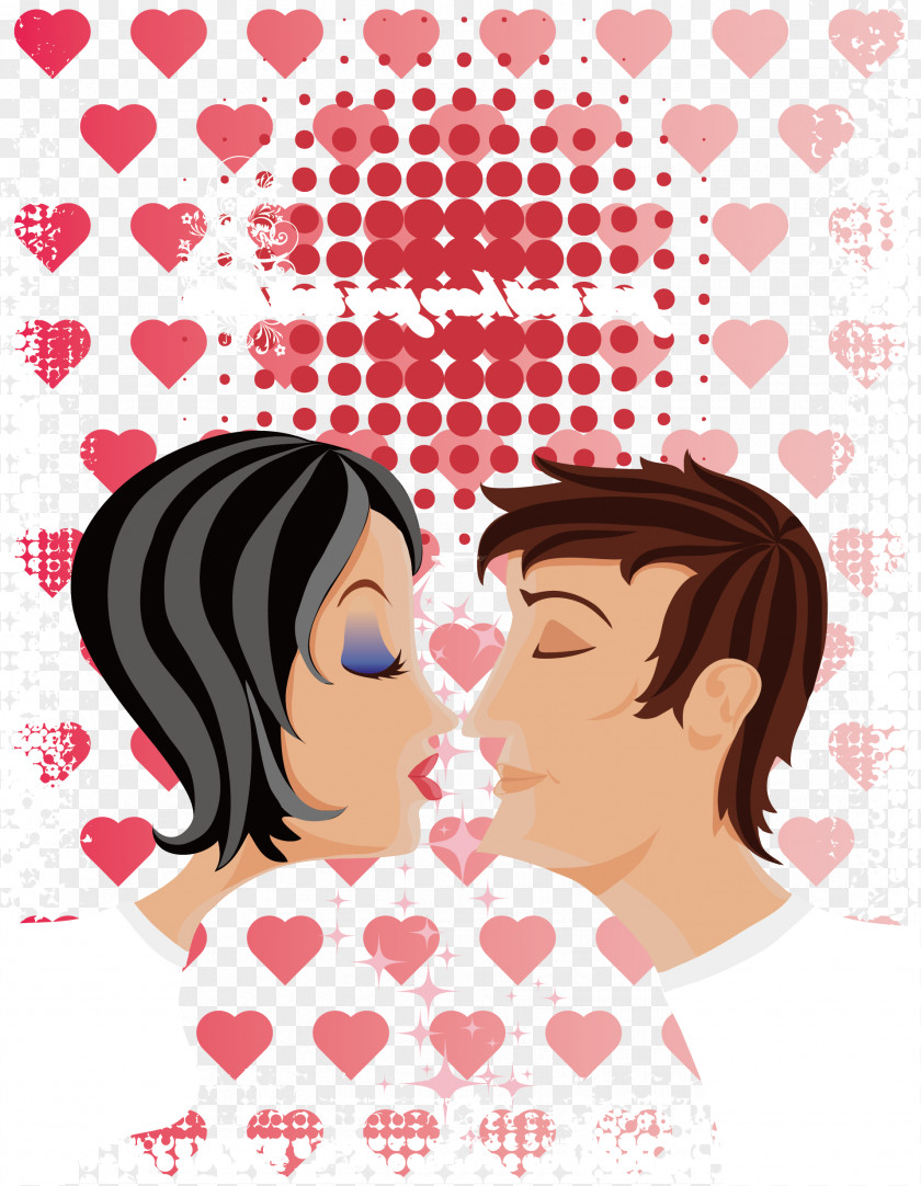 Vector Sweet Kiss Love Illustration PNG