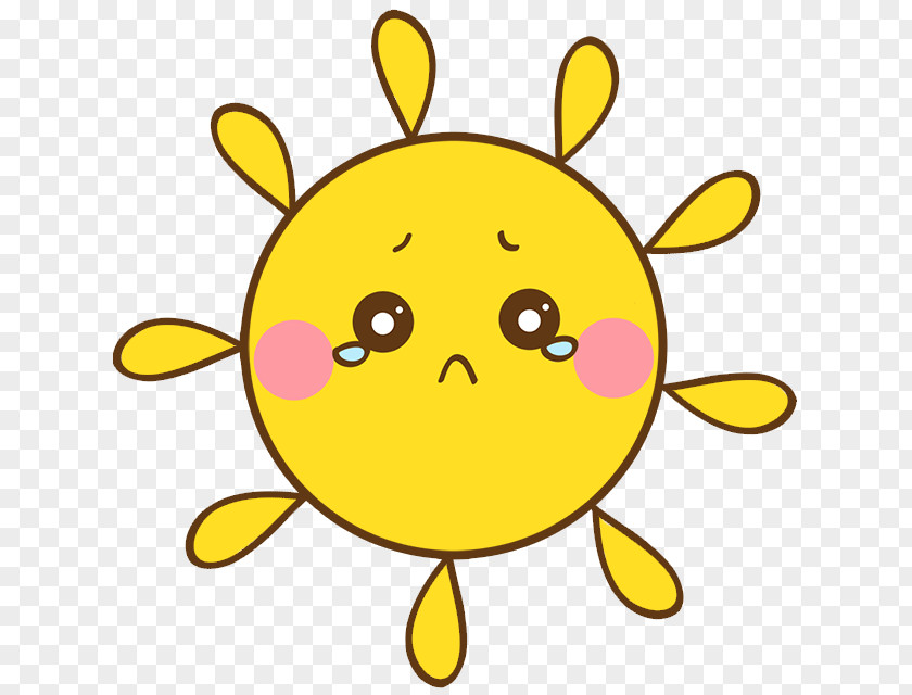 Crying Yellow Sun Clip Art PNG