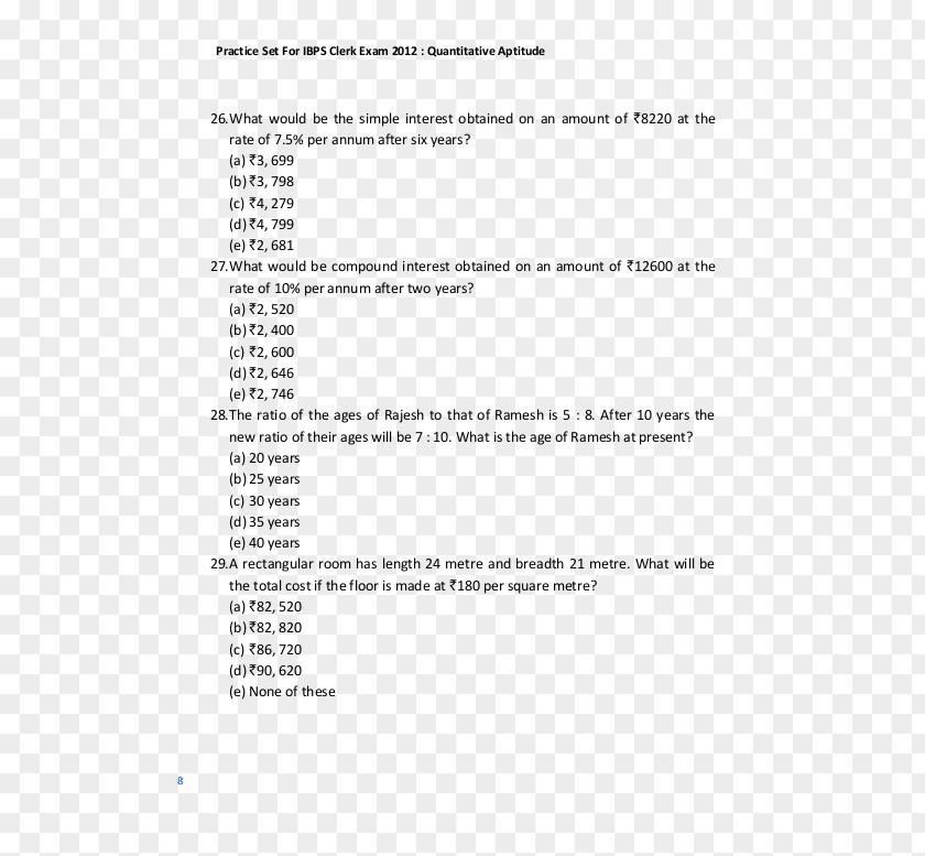 Mathematics Paper Question Multiple Choice Document PNG