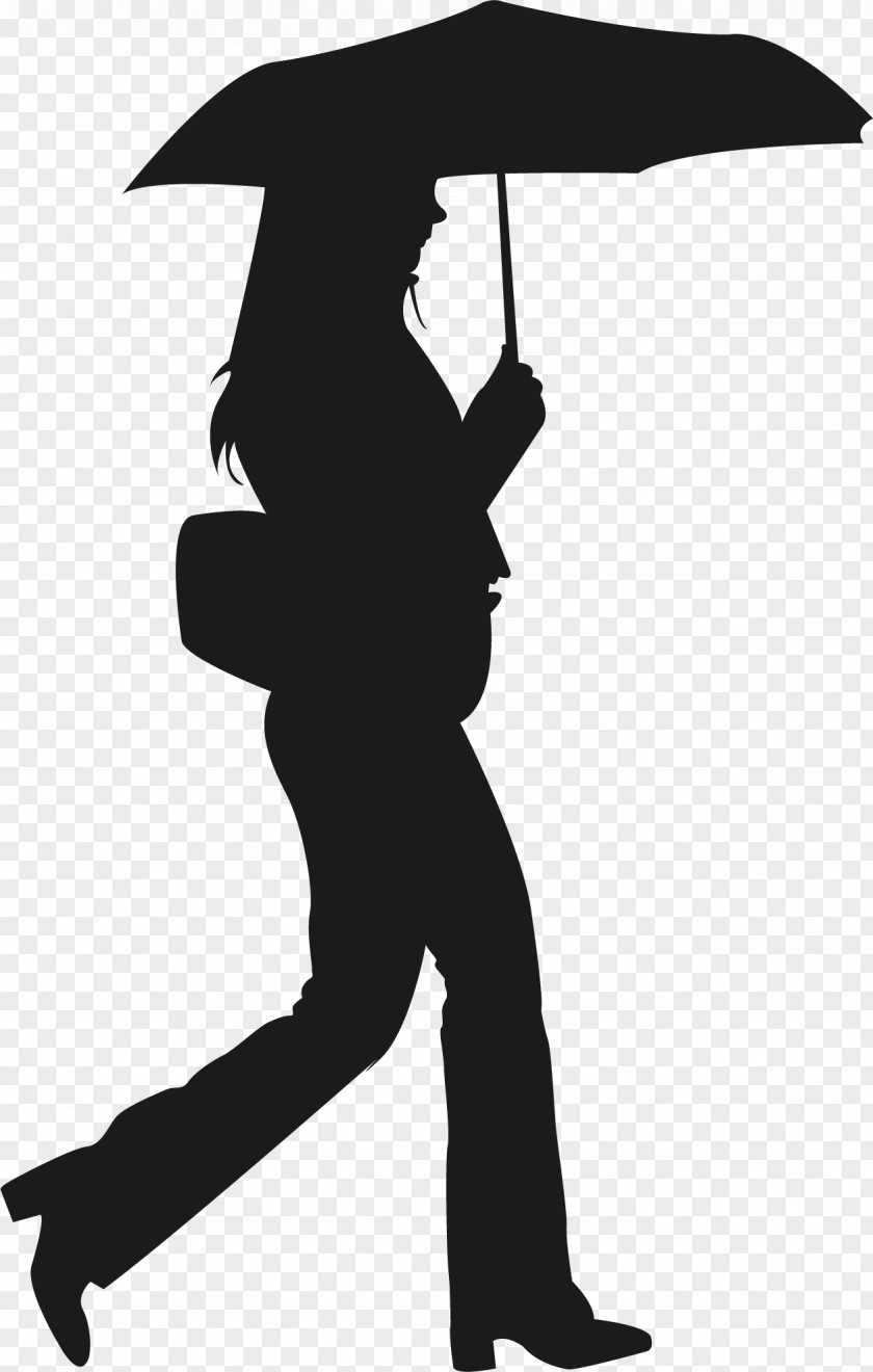 Pedestrians In The Rain Silhouette Clip Art PNG