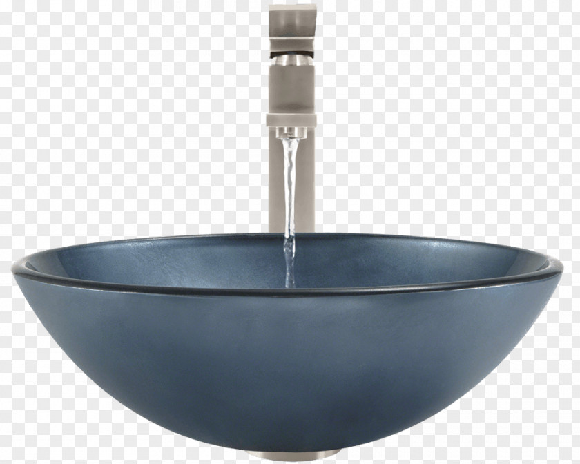 Sink Tap Bowl Brushed Metal Glass PNG