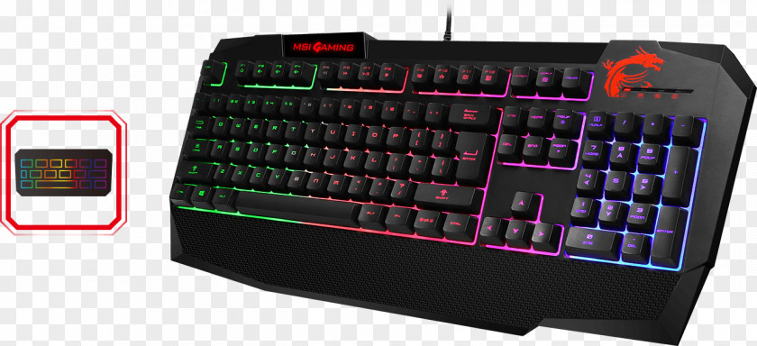 Backlight Computer Keyboard MSI Gaming Keypad Hardware PNG