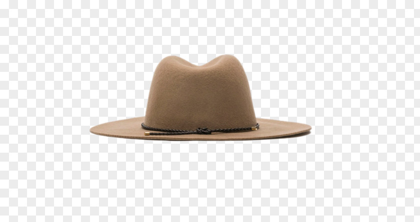 Braid Decorated Camel Wide-brimmed Hat Fedora PNG