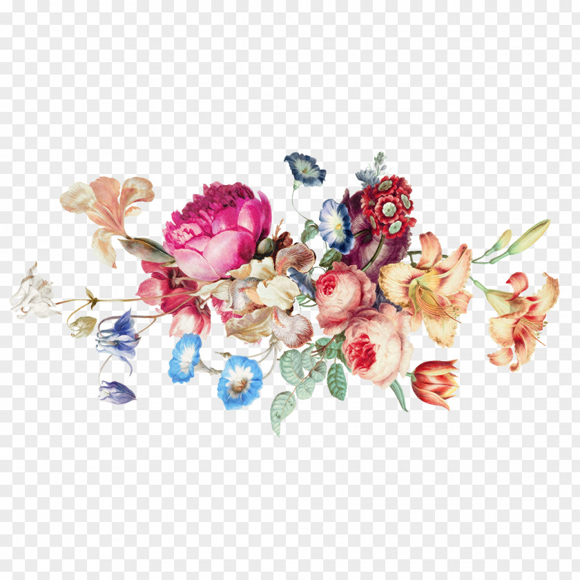 Retro Realistic Flower Decoration PNG