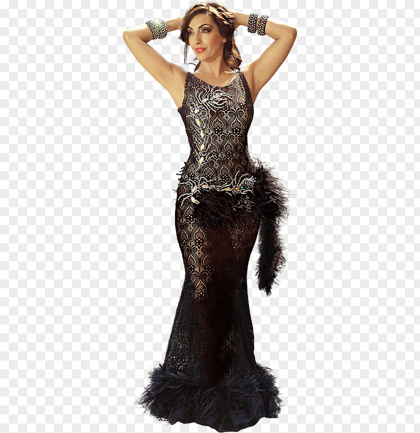 Belly Dancer Gown Shoulder Cocktail Dress PNG