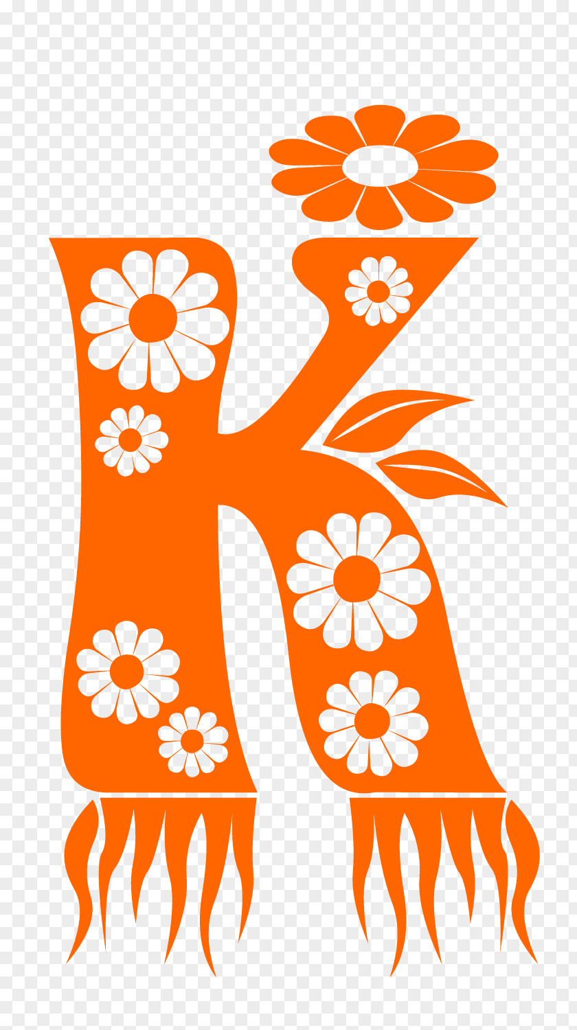 Letter K Floral Style. PNG