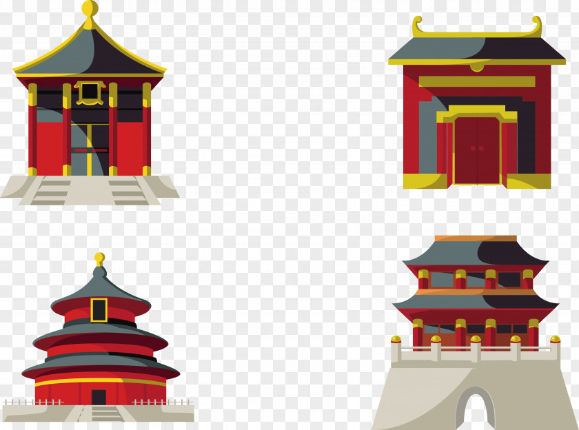 Chinese Temple Collection Vector Of Heaven Pagoda PNG