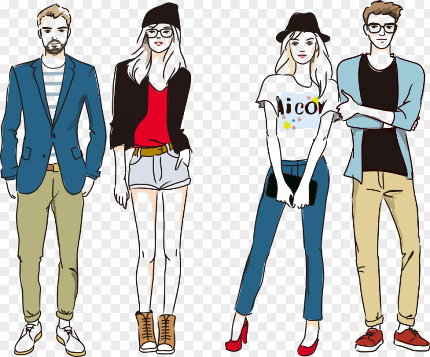 Vector Fashion Model Illustration PNG