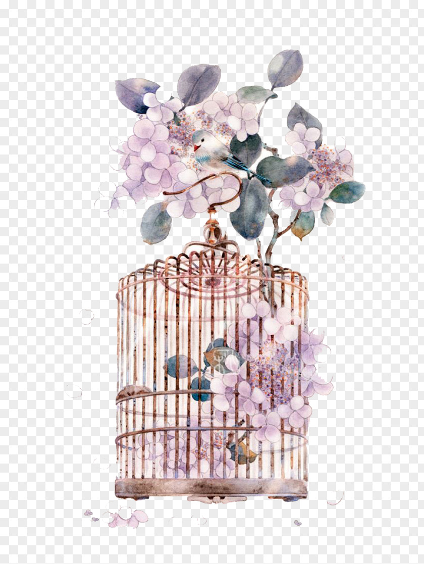 Watercolor Cage Miyou Chinese Art Painting Asian PNG