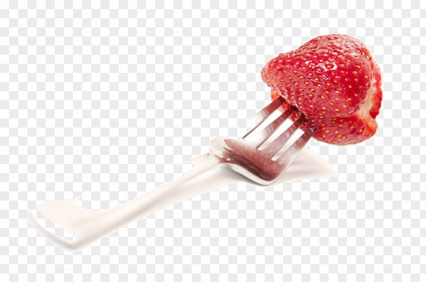 Cartoon Strawberry Fork Ice Cream Cone European Cuisine Aedmaasikas PNG