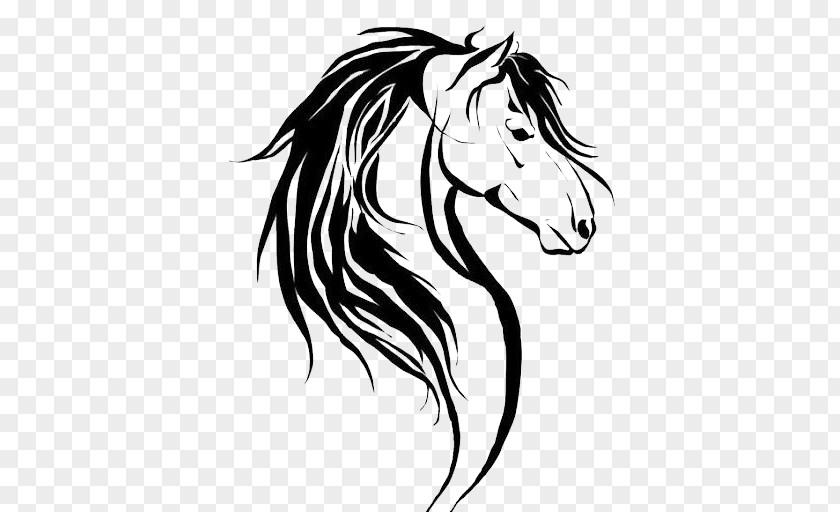 Decorative Black And White Painting Sad Horse Head PNG black and white painting sad horse head clipart PNG