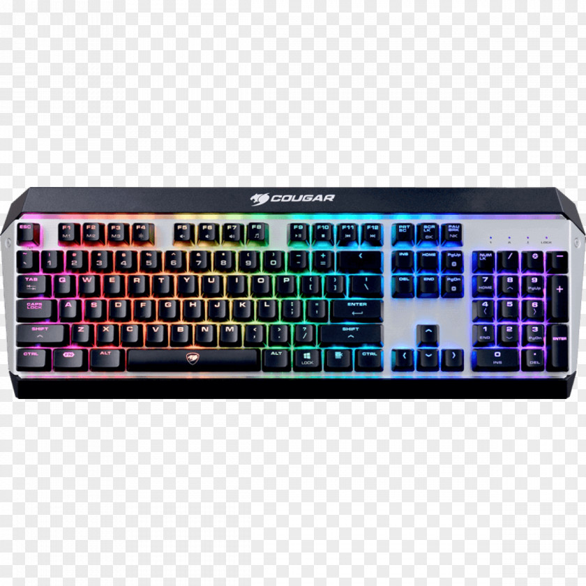 Teclado Computer Keyboard Cougar Attack X3 RGB Gaming Tastatur Keypad Cherry Color Model PNG