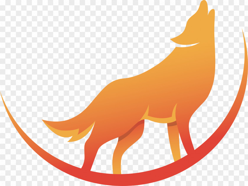 Gradient Orange Midnight Wolf Howl Red Fox Gray Aullido PNG