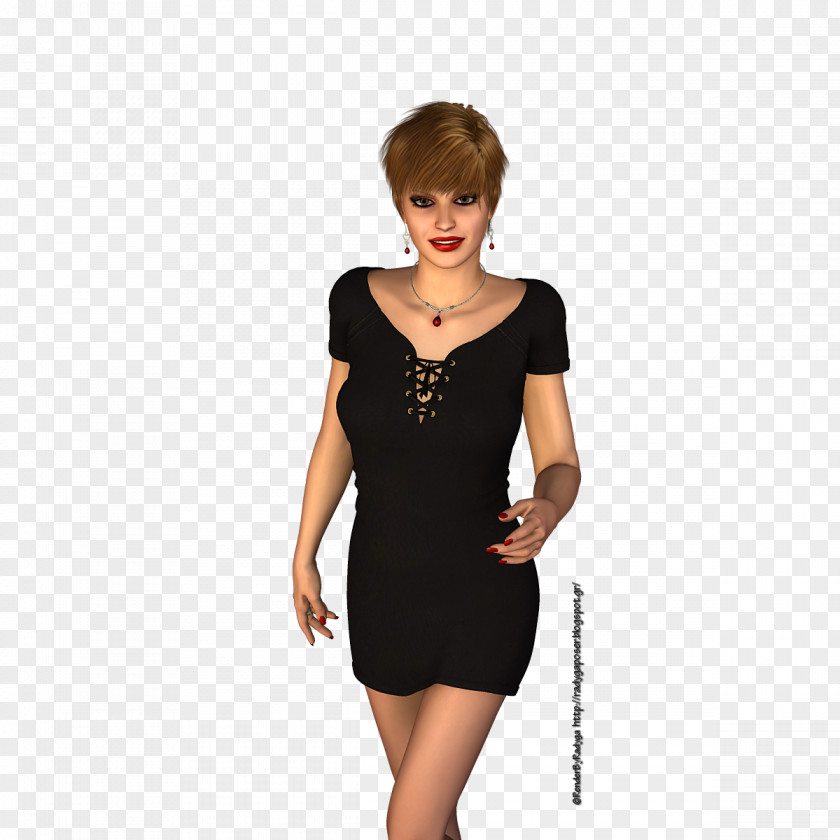 Poser Little Black Dress Shoulder Sleeve M PNG