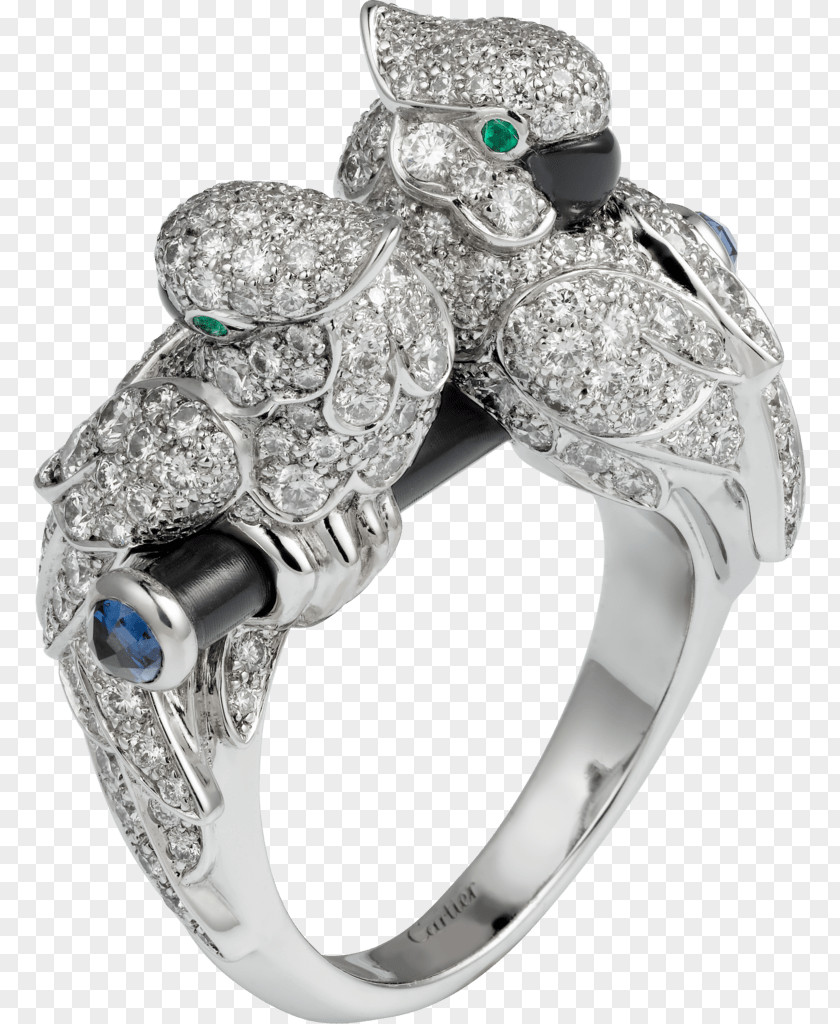 Ring Cartier Onyx Emerald Sapphire PNG