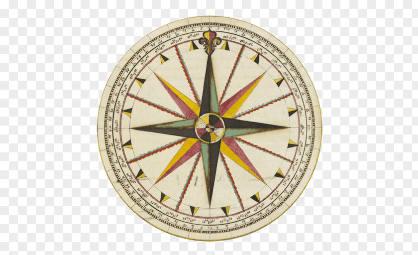Wheel Wall Clock Compass Rose Drawing PNG