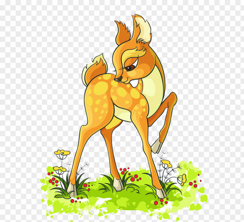 Giraffe Cartoon Matting Free Deer Illustration PNG