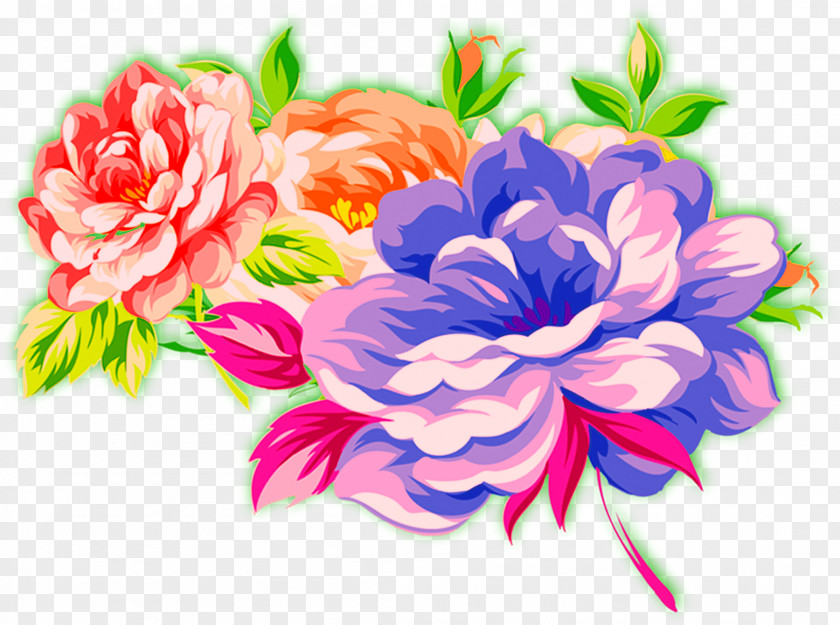 Painted Peony Flowers Flower Petal PNG