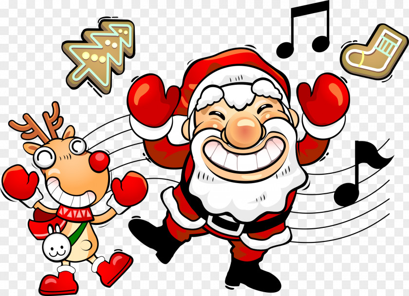 Santa Claus With Musical Notes Christmas Adobe Illustrator PNG