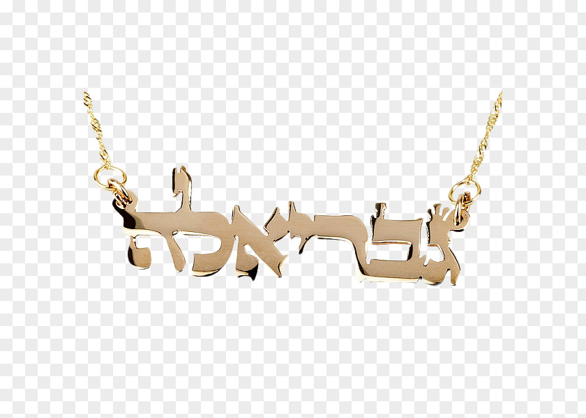 14k Gold Chains Necklace Hebrew Language Name Charms & Pendants PNG