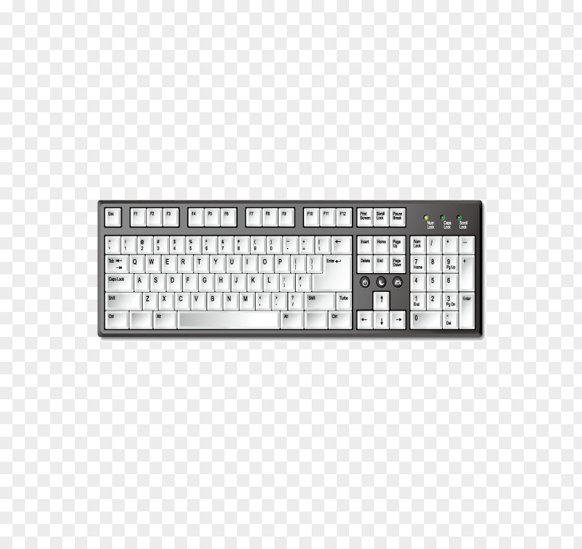 Elegant White Mechanical Keyboard Computer Download PNG