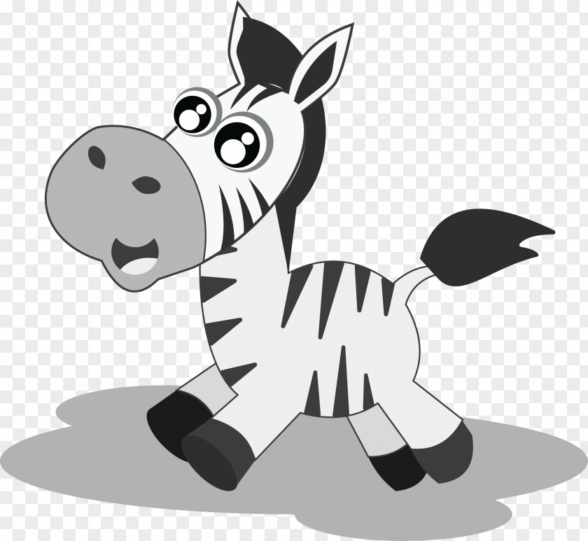 Cartoon Zebra Vector Animal Black And White Drawing PNG