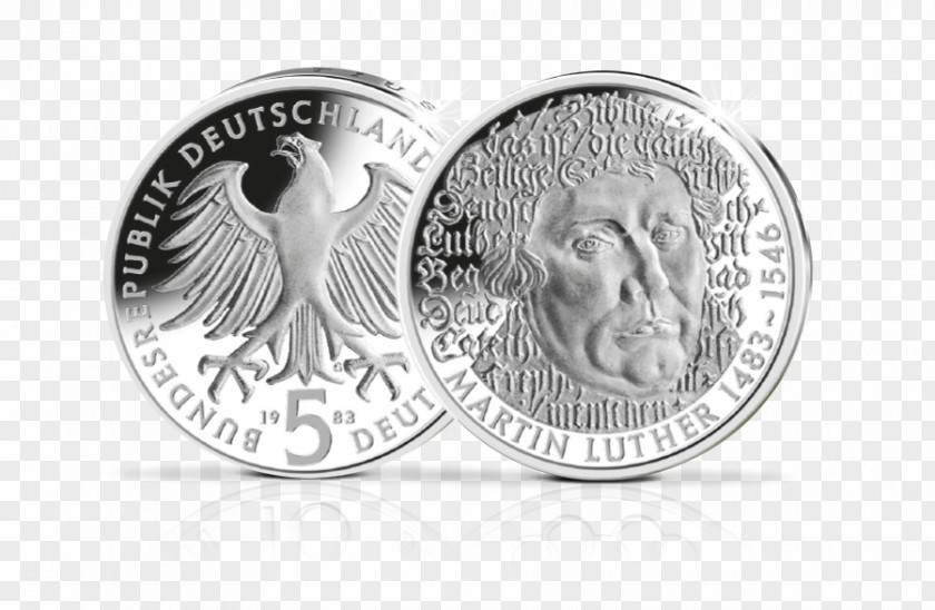 Martin Luther Commemorative Coin Silver Deutsche Mark 500. Geburtstag Von PNG