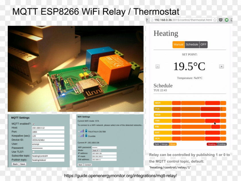 Relay Thermostat MQTT Control System ESP8266 PNG