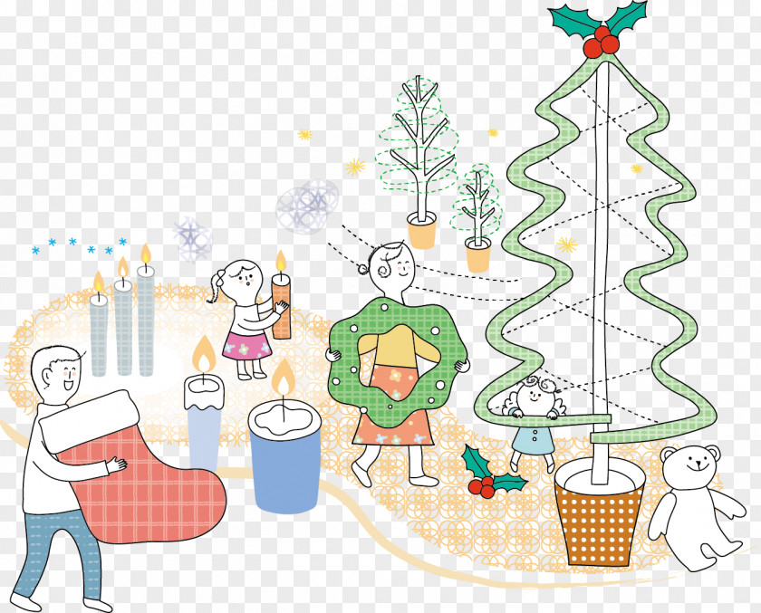 Vector Holiday Tree Dress Up Christmas Cartoon Illustration PNG