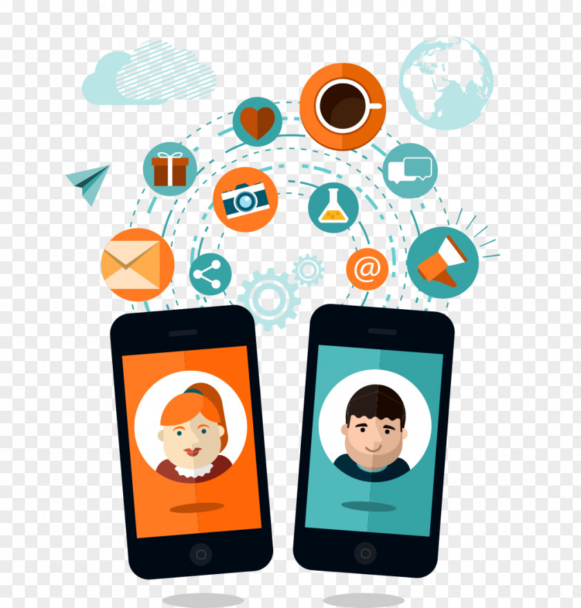 Internet Exchange Couple Mobile Phone Clip Art PNG