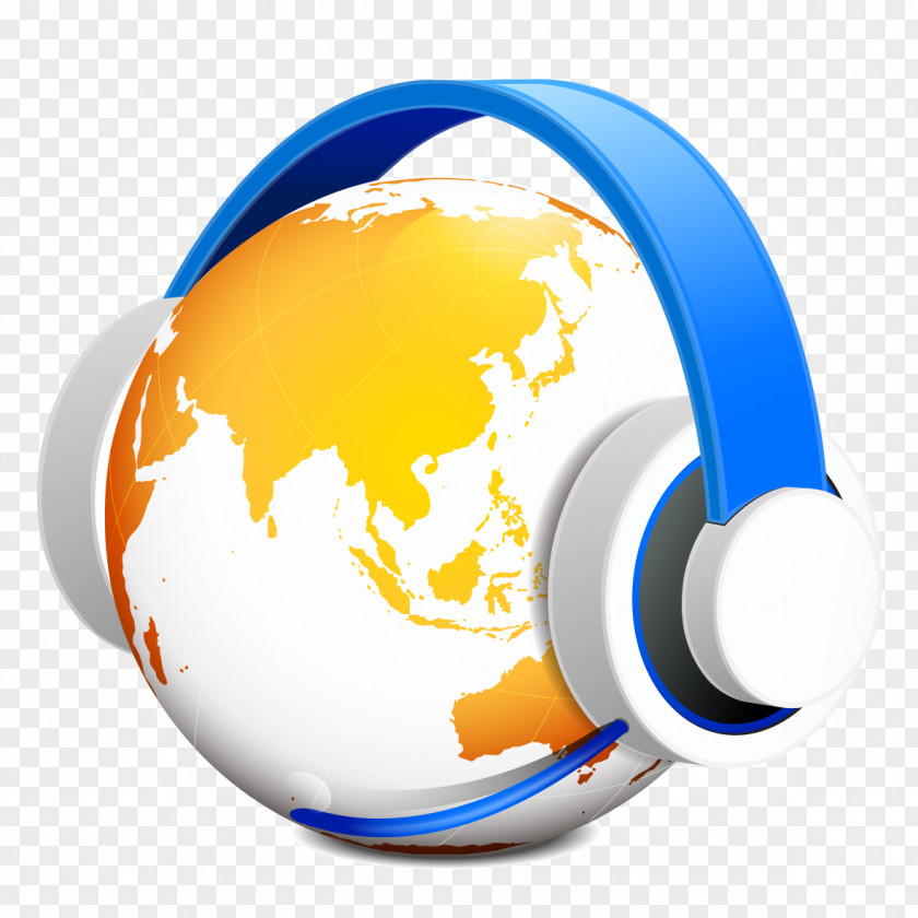 Listening To Headphones Earth Asia Stock Illustration Clip Art PNG