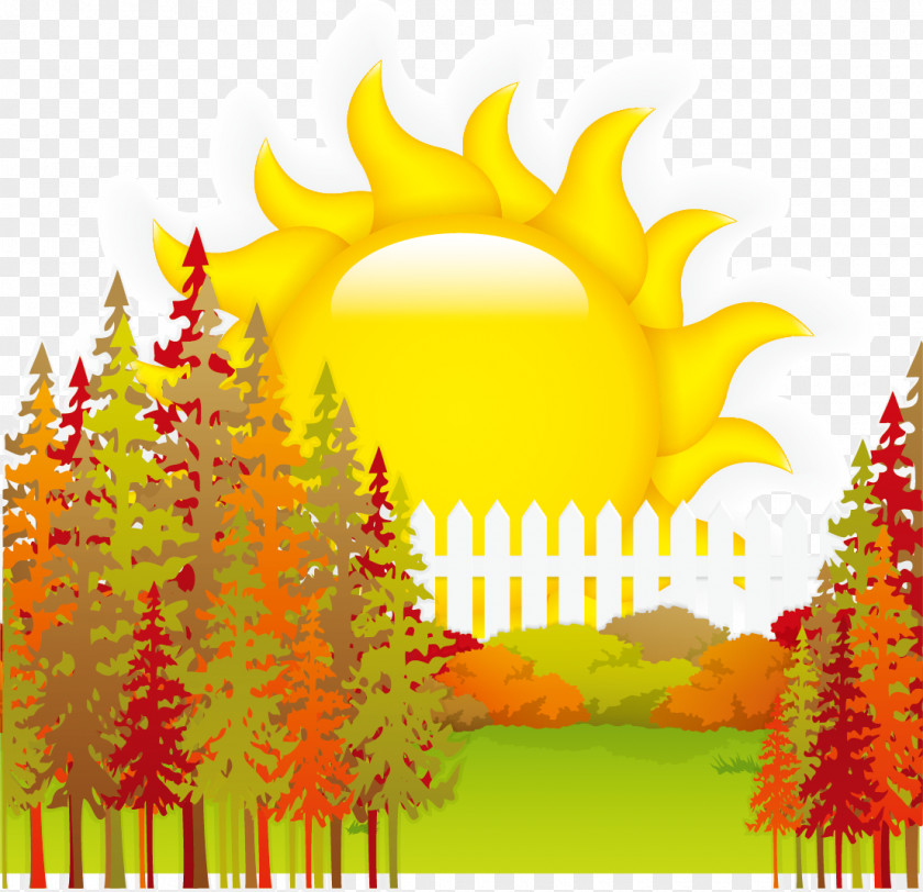 Sun Tree Poster Background Material PNG