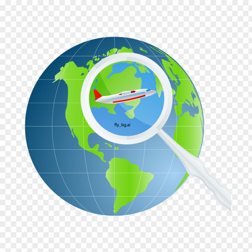 Global Travel Airplane Illustration PNG
