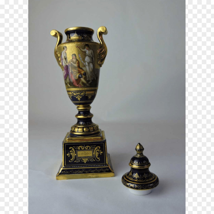 Hand Painted 01504 Vase Bronze Urn Artifact PNG