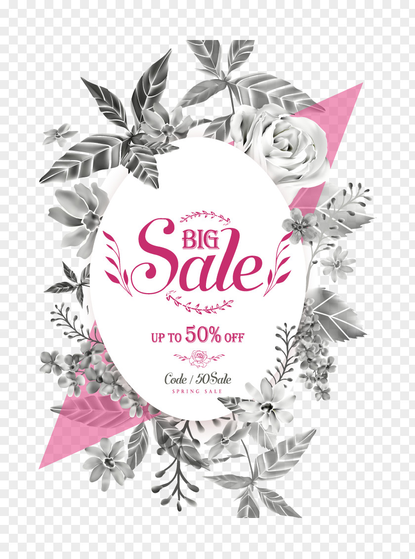Decorative And Purple Floral Pattern Promotions Poster Photography Illustration PNG