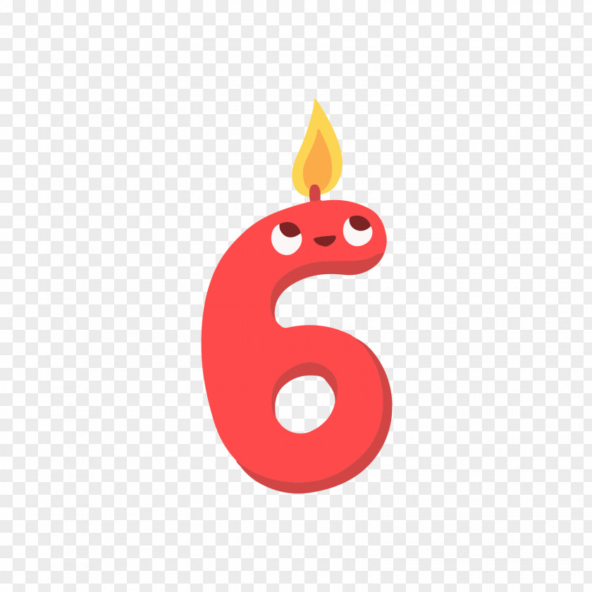Red Number Six Birthday Candles Cake Candle Digital Data PNG