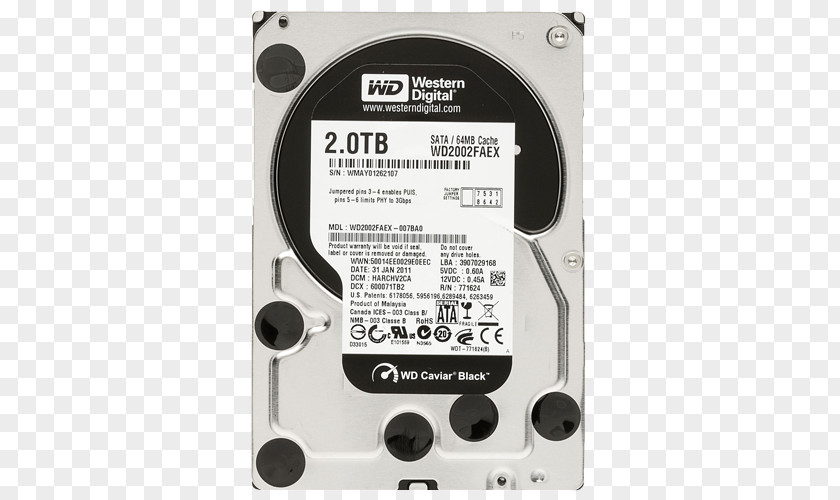 Black Caviar Western Digital WD2002FAEX Hard Drives Serial ATA Terabyte PNG